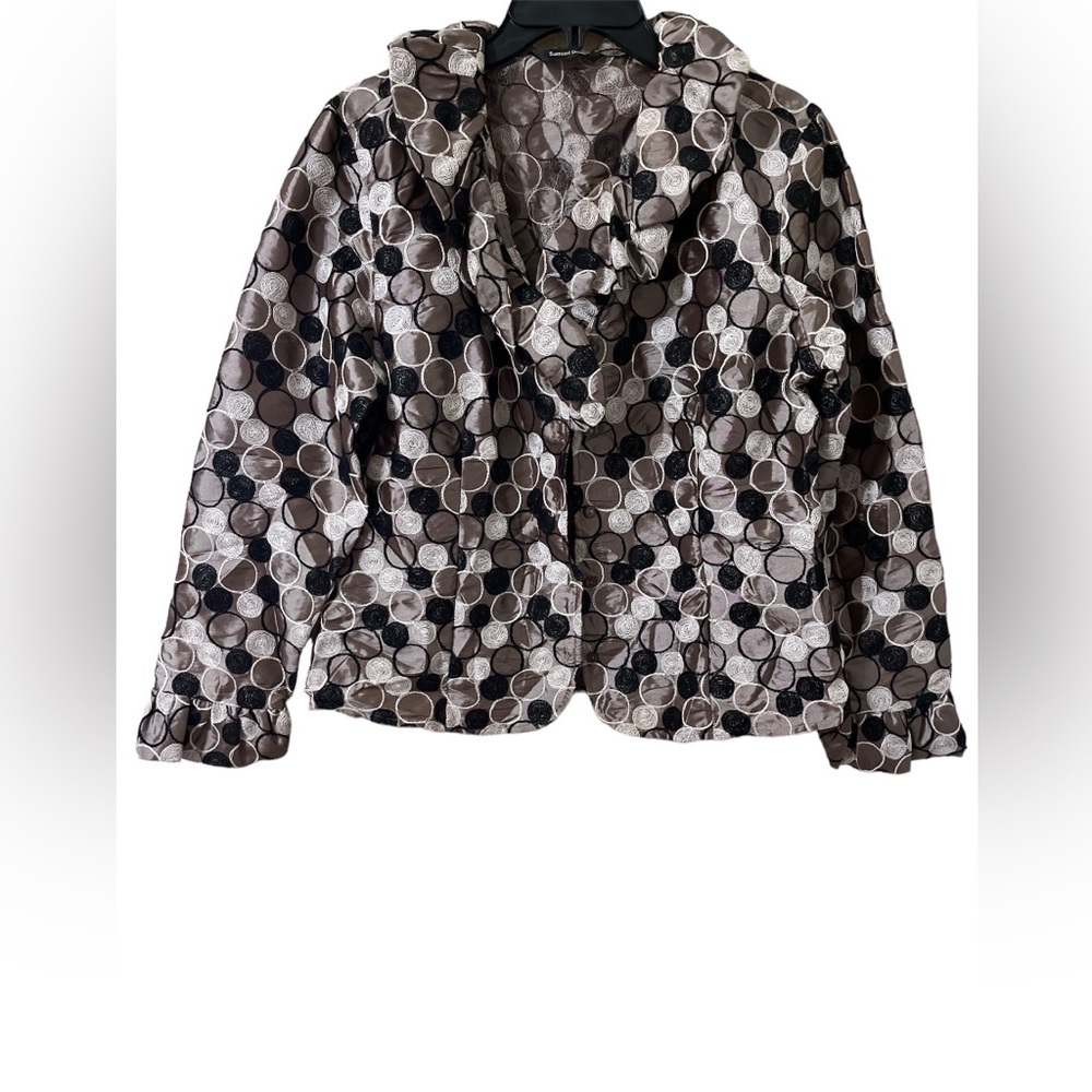 Samuel Dong Embroidered Ruffle Collar Jacket - Picture 4 of 5